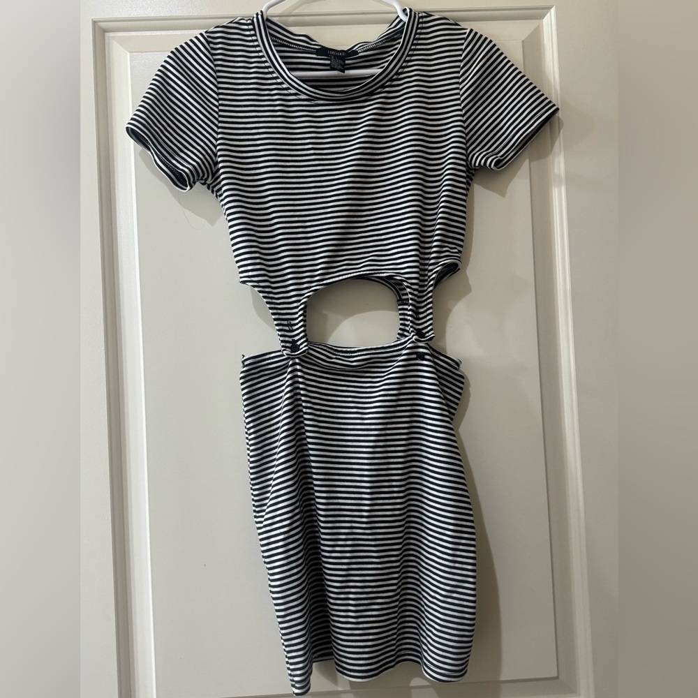 Forever 21 Black and White Striped Mini Dress